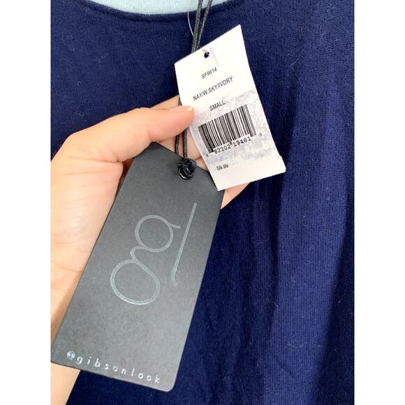 Gibsonlook navy sky ivory Sweater Colorblock Size Small NEW - Picture 3 of 5